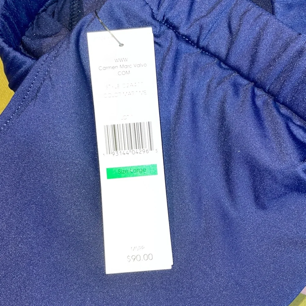 CARMEN MARC VALVO Bikini Top In Blue size L NWT - Picture 2 of 5
